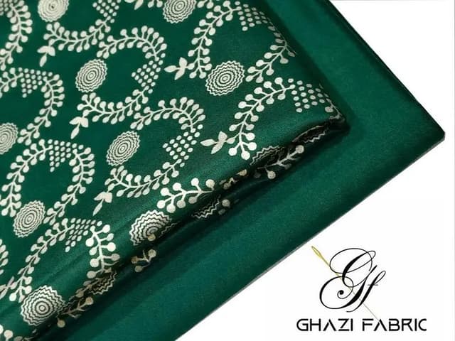 Famza Series 2-Piece Unstitched Linen Dress for Women in Bottle Green (FM49-H10)