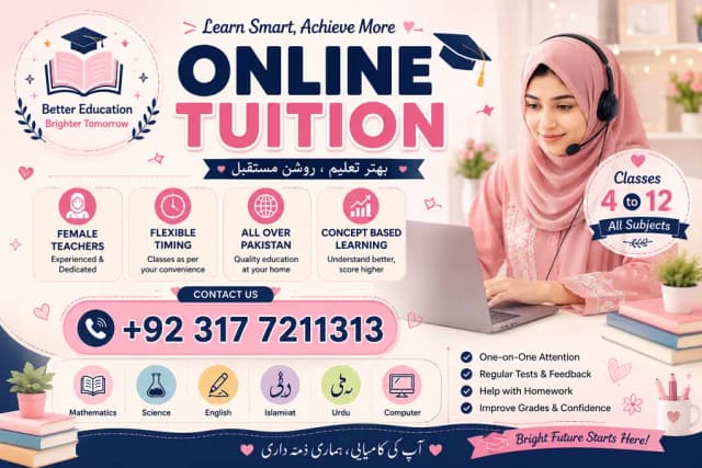 Online Academy Female Tutors | Class 4-12 | Board & Supplementary Prep