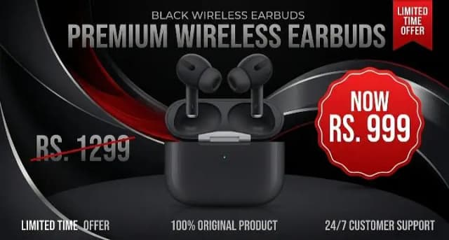 Premium Black Earbuds / Wireless Earbuds