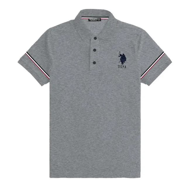 Signature Embroidered Self Collar Fashion Polo - Hyder Gray