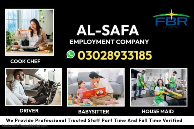 House Maid Available in Lahore, Nurses, Drivers, Cook, Baby Sitters
