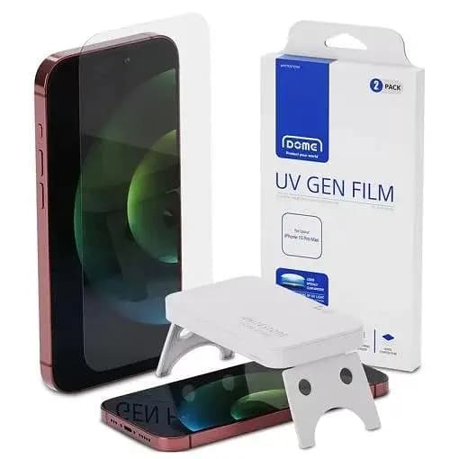 Whitestone Dome UV GEN Hard Coated Film Screen Protector for iPhone 15 Pro Max – 2 Pack with UV Light