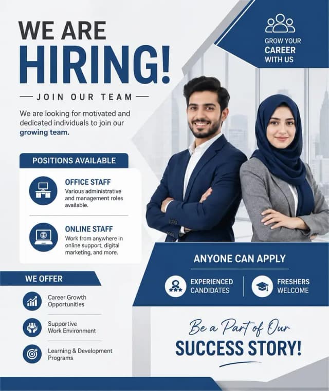 hiring a staff for online and office work