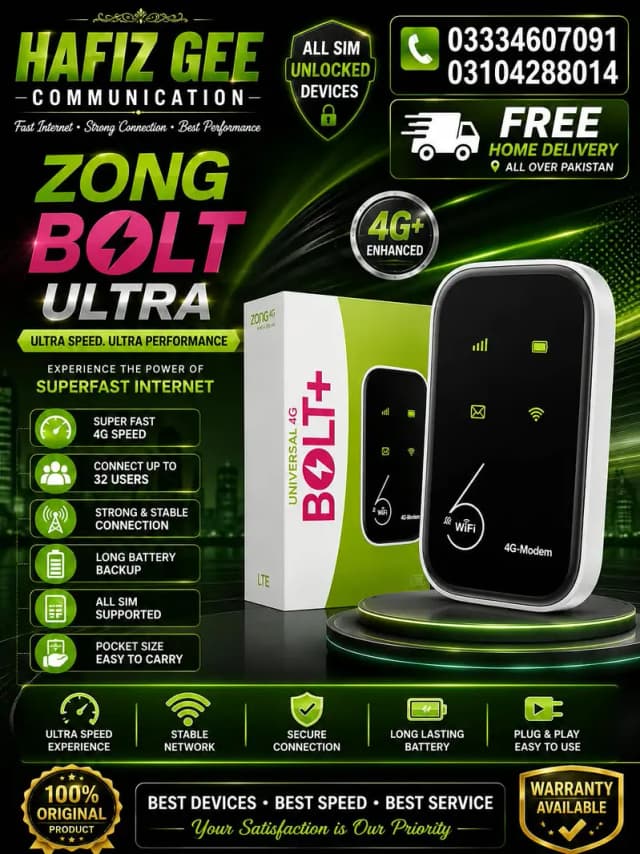 Official zong 4G CAT 6 WiFi All Sim Supported COD Available