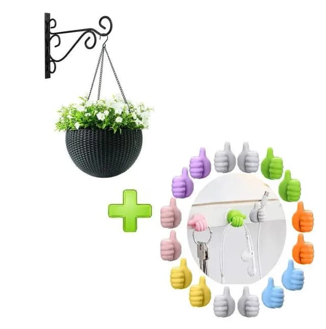 Iron Garden Wall Hanging Stand for Flower Pots and Lights with Thumb Wire Holder
