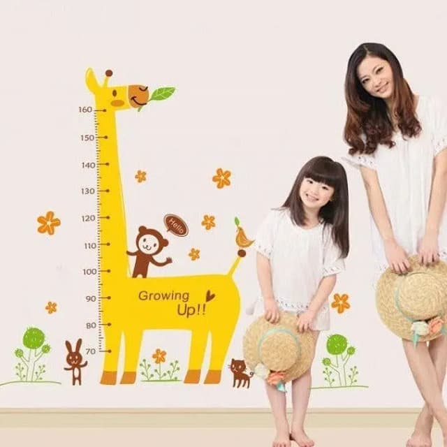 JM7205 Removable Giraffe Growth Chart Wall Sticker for Home Decoration