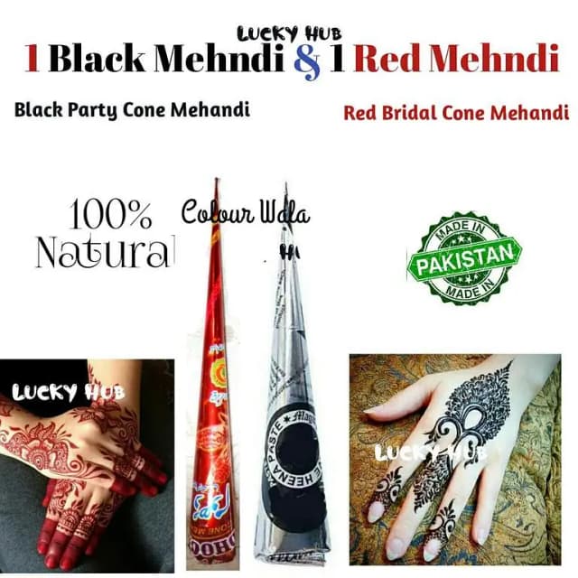 Mehndi Cones: 1 Red and 1 Black from Karachi