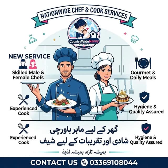 Male & Female Cook & Chef Service in Islamabad & Rawalpindi