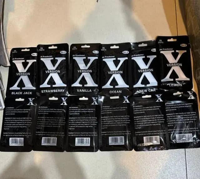 CAR AIR FRESHENER X VERSION HANGING 25 DAYS LAST FRAGNANCE PACK OF ONE DIFFERENT FLAVOURS