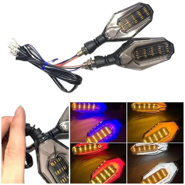Motorcycle LED Indicator Pair for All Bikes (Dual Colors, Bright Parking Lights, Flexible Quality)