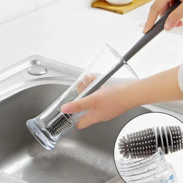 Silicone Milk Bottle Brush with Long Handle for Glass Bottles