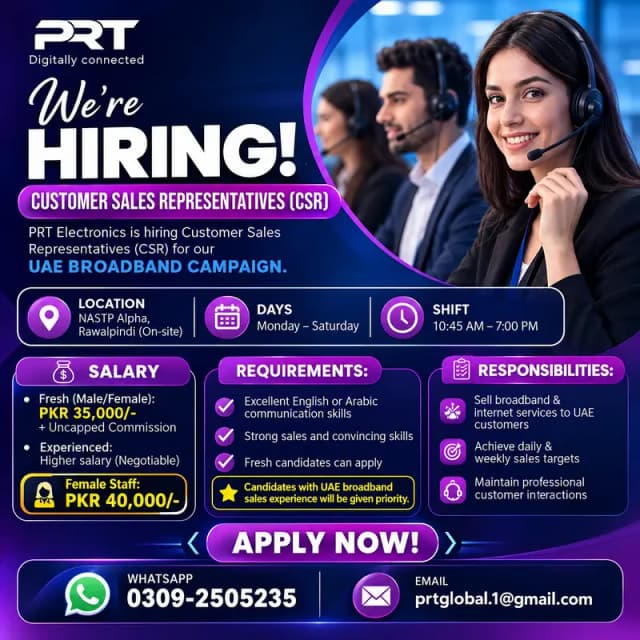 Call Center Job || CSR Required || Male & Female (UAE Campaign) || Job