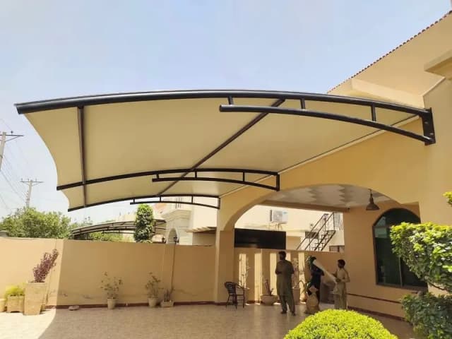 Tensile shade structure - Pole parking shade - HDPE Hyper Shade canopy