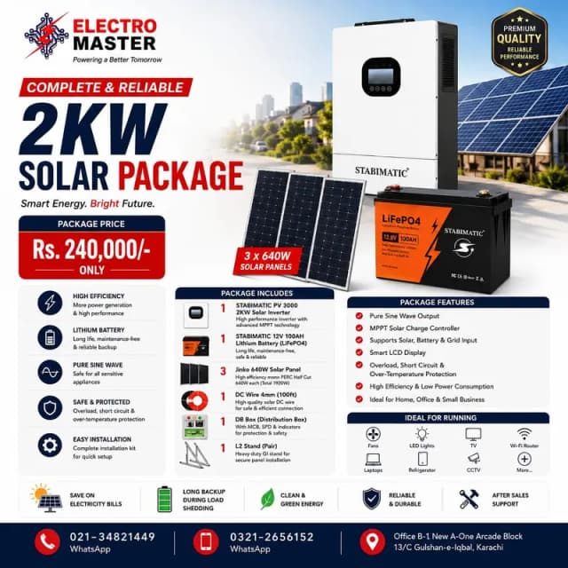 2Kw Hybrid Solar System | Inverter | Lithium Battery | Jinko Solar