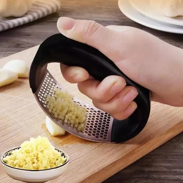 Stainless Steel Garlic Press - Rocker Garlic Chopper , Professional Grade Cookware, Dishwasher Safe, Stainless