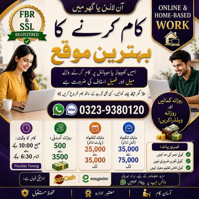 Typing job/ Data Entry Job/ Assignment Writing / Online Job /Part Time
