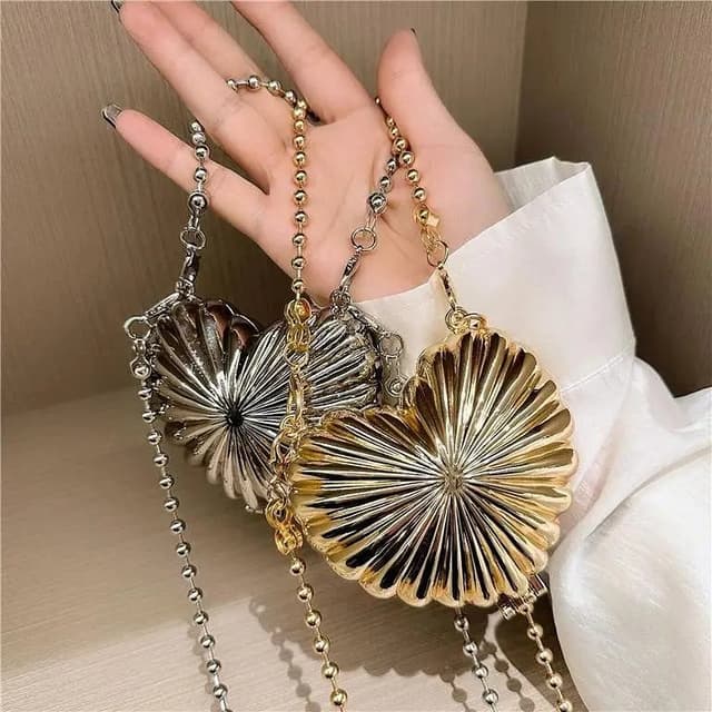 Mini Metal Clutch in Heart, Butterfly, and Flower Shapes for Women - Ideal for Parties and Weddings