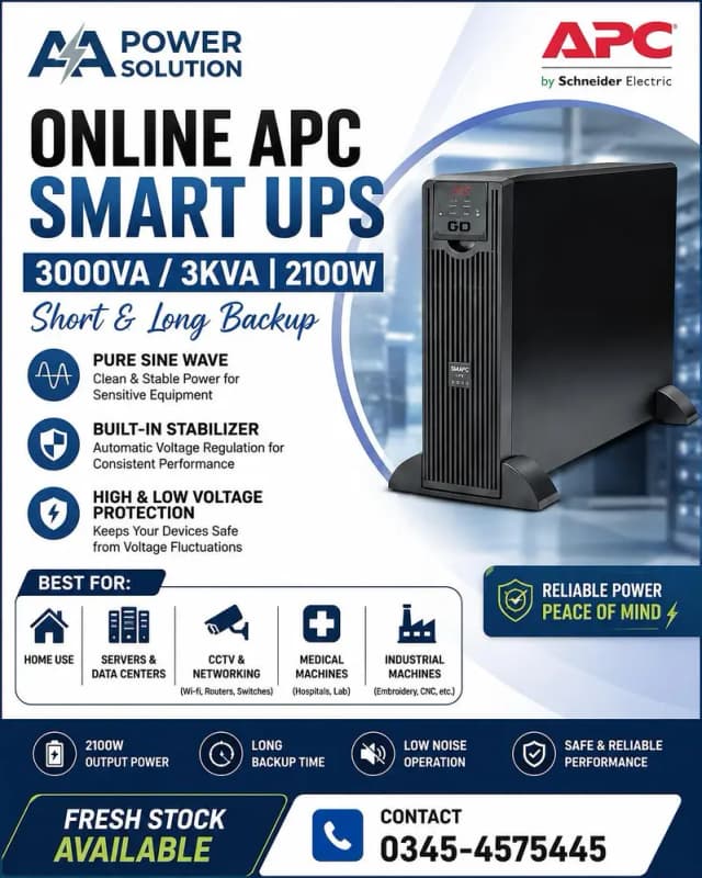 apc Smart Online ups 3000VA (3KVA) | 2100W | Built-in Stabilizer