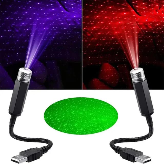 LED Car Roof Star Night Light Projector Atmosphere Galaxy Lamp USB Decorative Adjustable for Auto Roof Room Ceiling Decor
