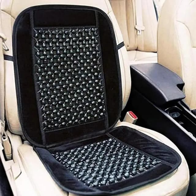 Premium Wooden Bead Seat Cushion for All Cars - Black