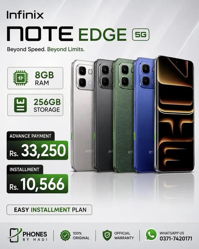 Infinix Note Edge 5g (8/256GB) Available on Easy Installment
