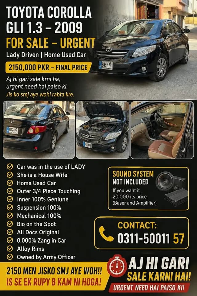 Toyota Corolla XLI 2009