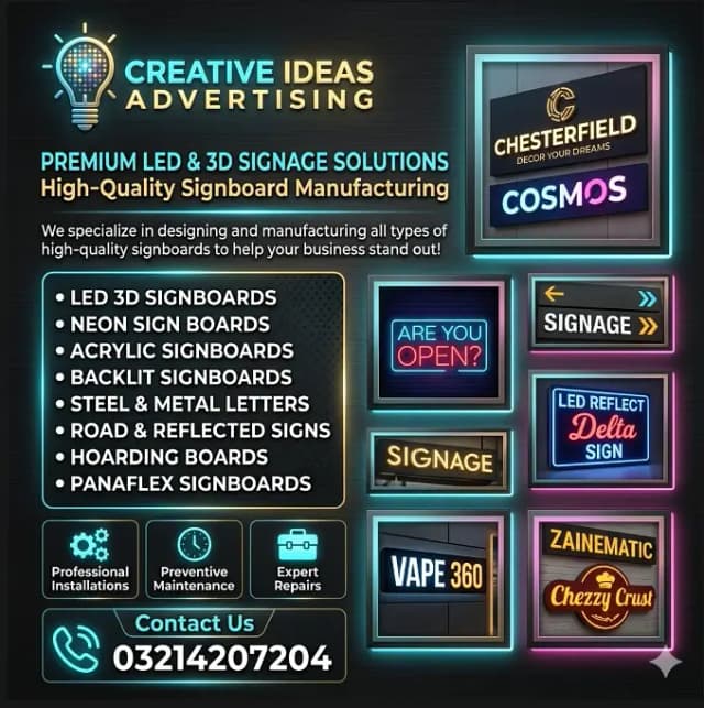 Flex Priniting, LED Sign Board Design, Acrylic LED Sign Boards Design