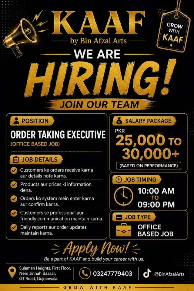 Office Based Job Online Order taking