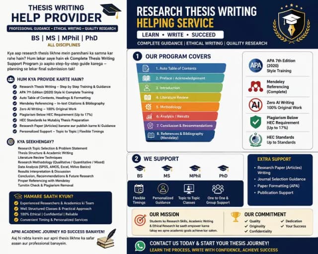 Thesis Writing Help | BS MS MPhil PhD | APA + Mendeley Training