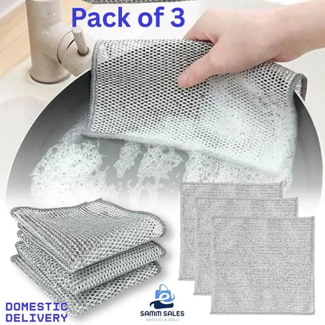 5 Pcs Magic Steel Wire Dishwashing Cloth, Non-Scratch Cleaning for Kitchen, Stove, Pots & Pans-Multi-Functional Non-Scratch Wire Dishcloth, Stainless Steel Cleaning Cloth, Kitchen Rags for Co
