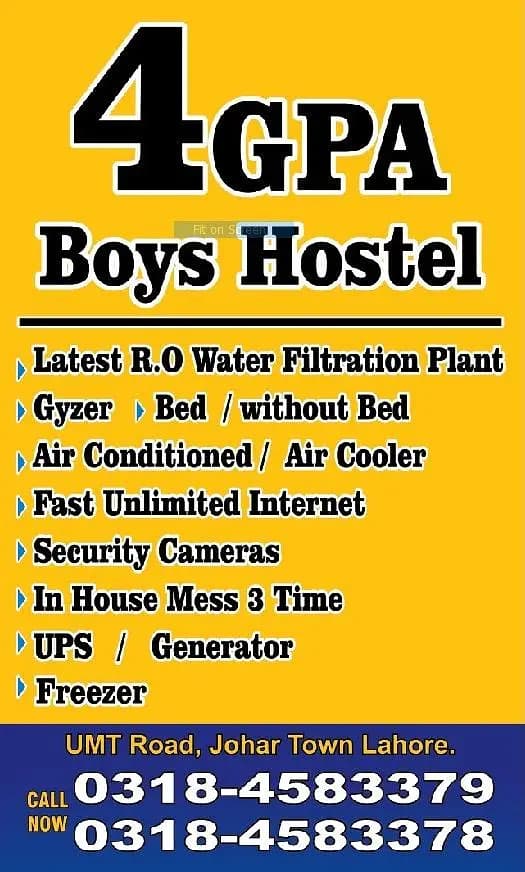 4GPA Boys & Girls Hostel 03184583379