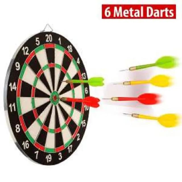 12-Inch Double-Sided Dartboard with 4 Darts - 2-in-1 Game for Family Fun