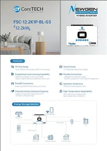 CoreTECH FSC-12.2K1P-BL-G3 12.2kW Hybrid Solar Inverter – Nexgen