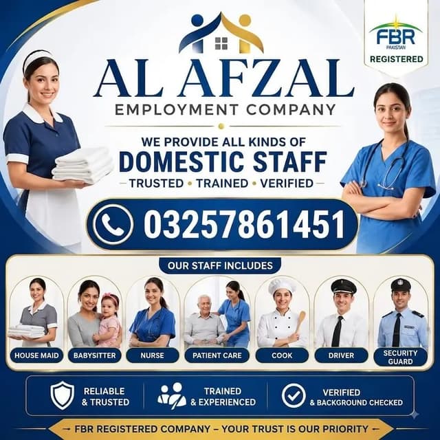 Maids / House Maids / cook / House chef / Baby Sitter maid available