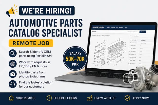 Remote Automotive Parts Catalog Specialist  Salary: 50,000–70,000 PKR