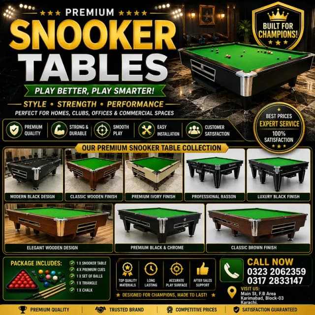 Snooker Table New & Used Available | Snooker Carpet Fittng/Rasson/Cue