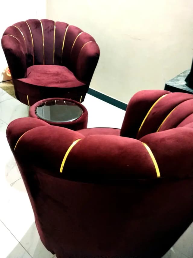 Luxury Velvet Coffee Set (Sofa Chairs + Table) - Used 3 months Rs25000
