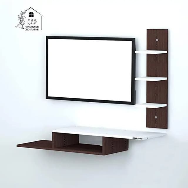 Floating TV Shelf Entertainment Center Wall Mounted Media Console/TV Stand/Floor Standing TV Unit/TV Cabinet/TV Entertainment Unit (Brown & White) - Ideal for Up to 50"(D. I. Y) by Home Décor