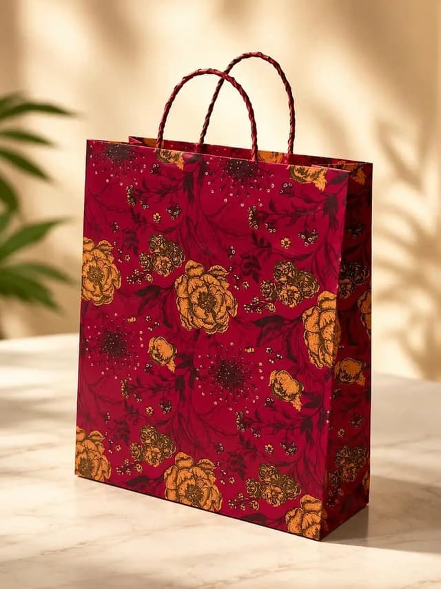 paper bag witjh floral print.