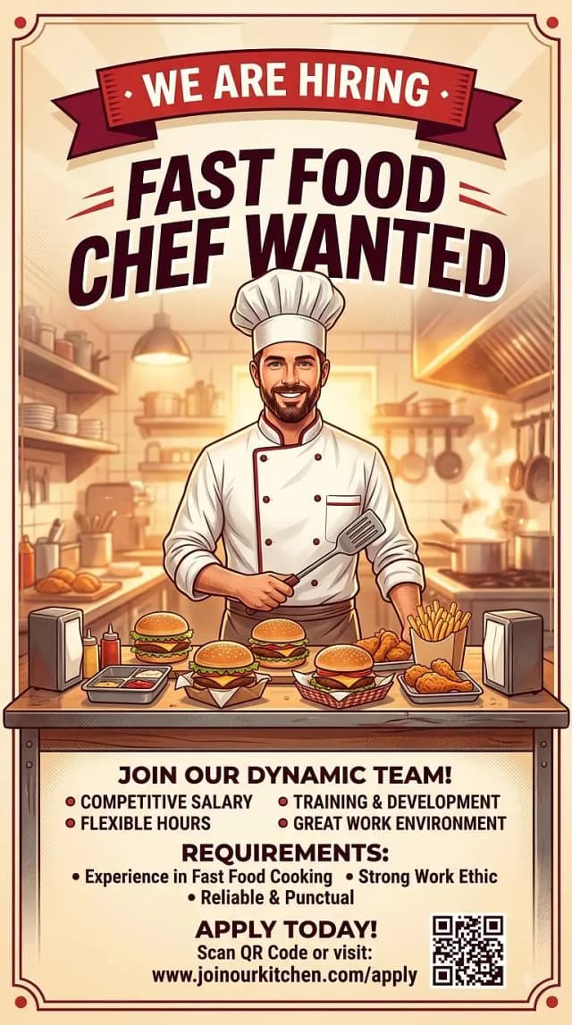 Entry Level Fast Food Chef Required
