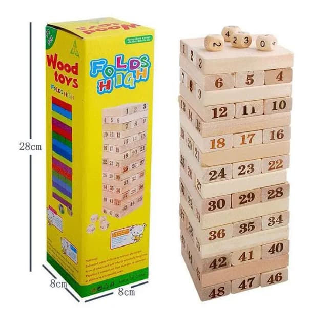 Jenga Wooden Numbers Game with 48 Pieces