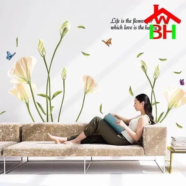 Removable PVC Floral Wall Stickers for Home Decoration - AY9152