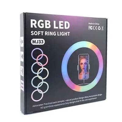 MJ33 RGB Ring Light 33cm with Phone Clip for Selfies and Vlogging - App Controlled, 360° Color Changing LED