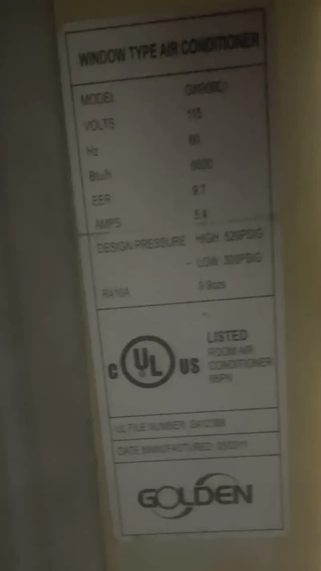 Golden Window AC 0.5 Ton (6000 BTU)