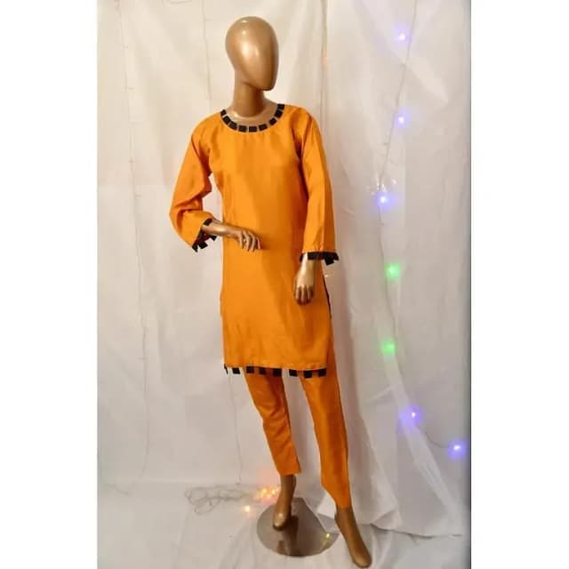 Shah Kamal Fabrics Katan Silk Unstitched 2-Piece Suit for Women - Plain Shirt & Trouser for Trendy Party Wear