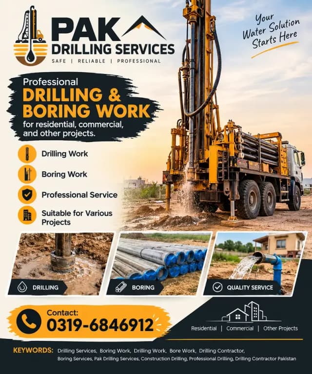 Boring | water boring |Pak Drilling Services | Drilling & Boring Work