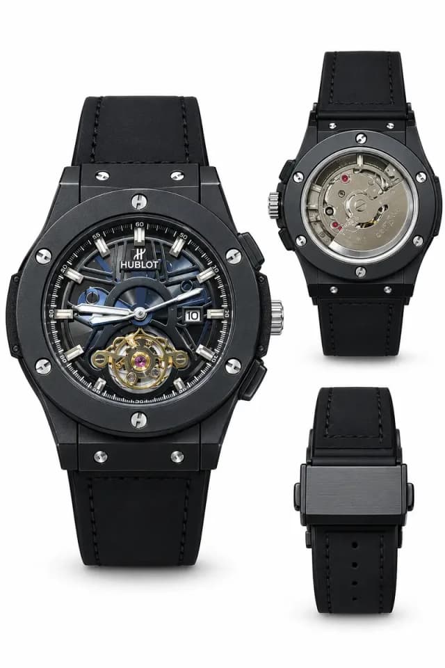 Hublot semi automatic watch black colour beautiful master piece