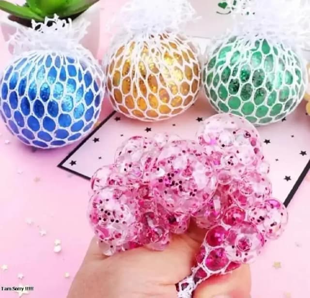 Color Changing Squishy Mesh Balls for Stress Relief – Stress Ball Toys for Teens and Kids (Green/Yellow/Blue/Purple)