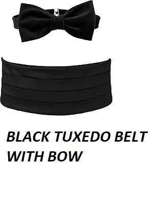 BLACK Satin Men's Bow Tie and Cummerbund Set for Formal BLACK Tie Tuxedo