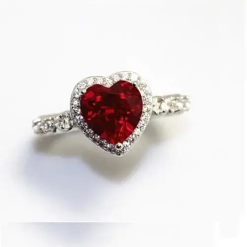 Women's 925 Sterling Silver Valentine Love Ring with Elegant Heart Design and Real Zircon Rhinestones